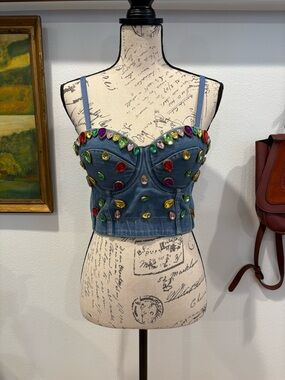 Jewel Rhinestone Demin Corset